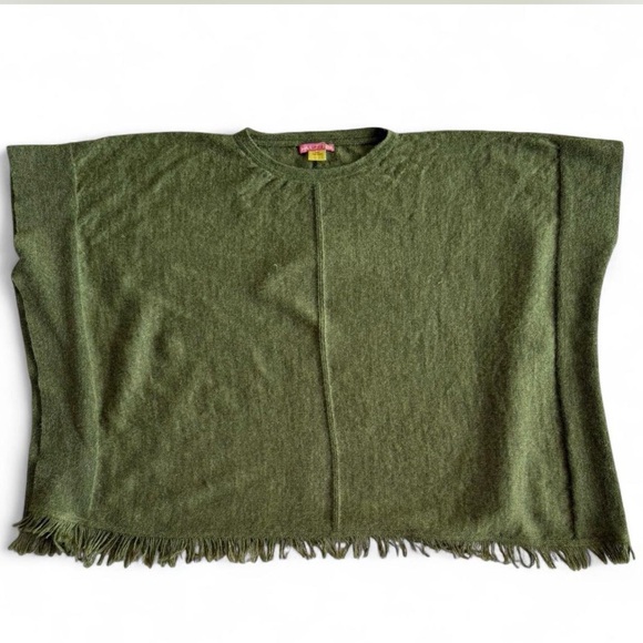 Kuna Sweaters - Kuna Baby Alpaca Hair Green Fringe Poncho